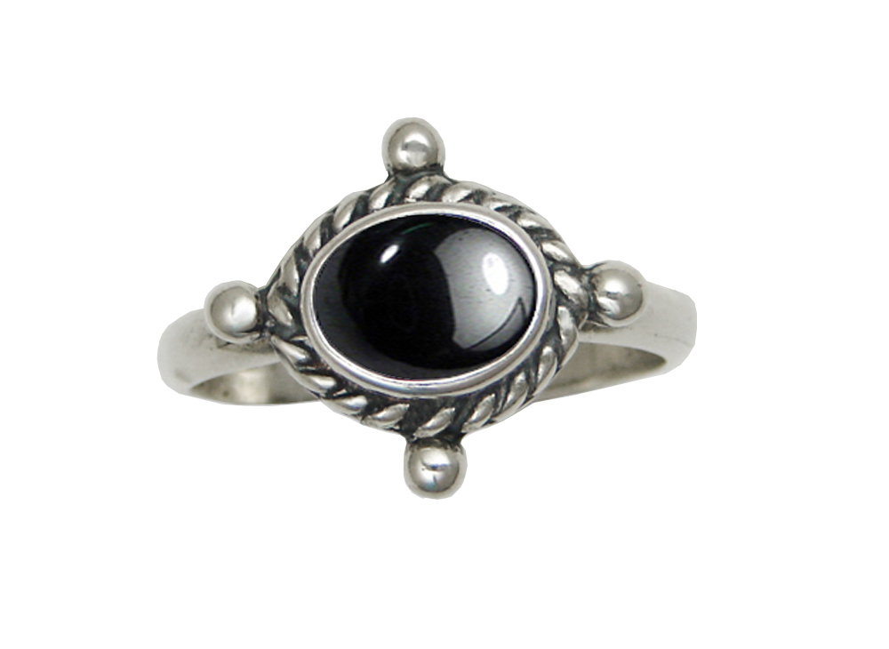 Sterling Silver Gemstone Ring With Hematite Size 8